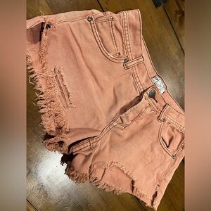 Free People Rose Pink cutoff Denim Jean Shorts